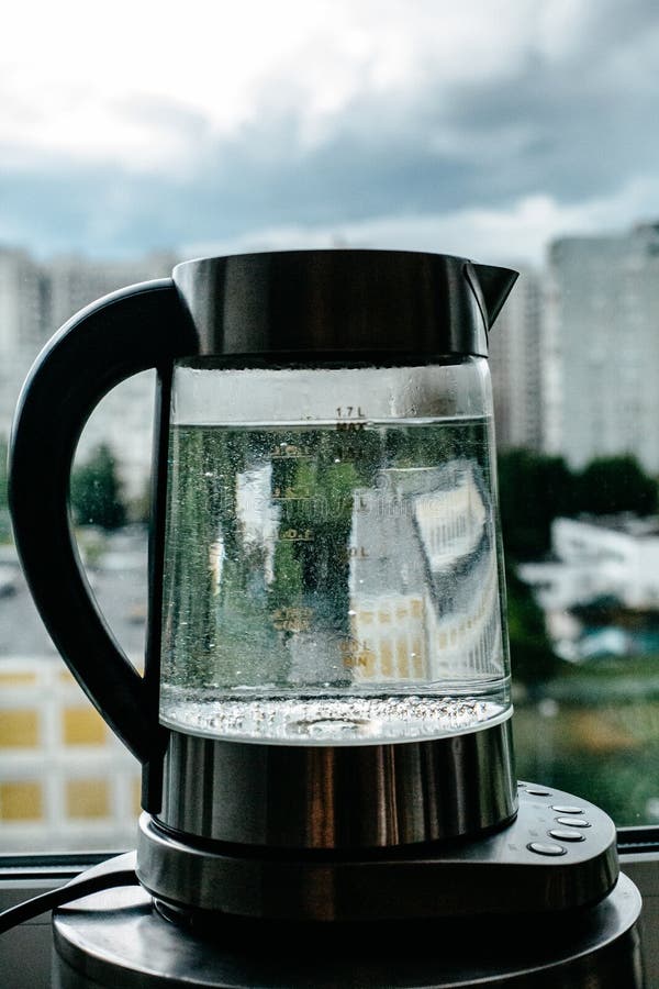 Boiling Clear Water in Kettle Stock Image Image of kettle, glass