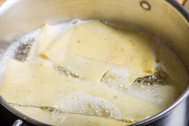 Boiling Lasagne Noodle in Water Stock Image Image of homemade