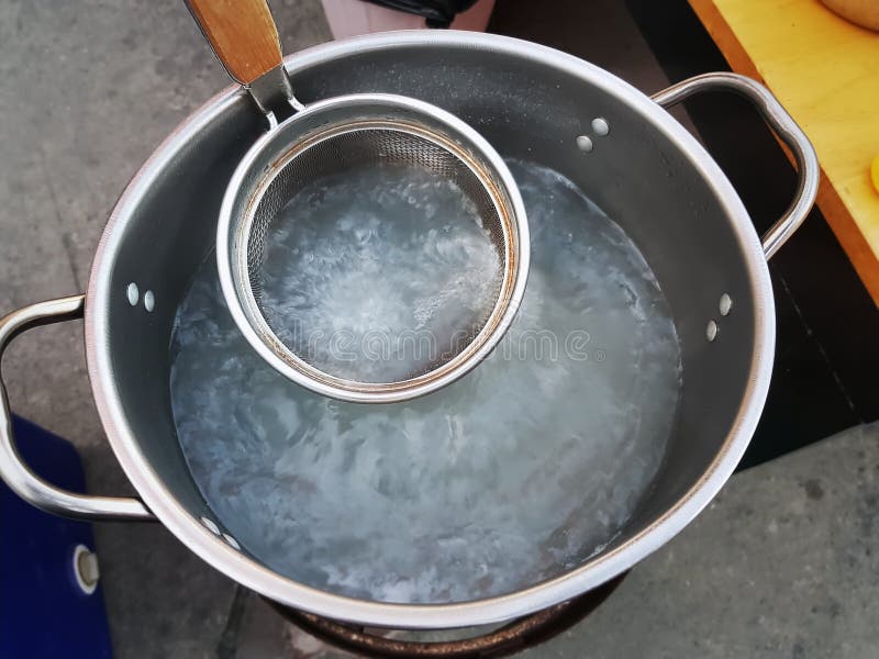 Boiling Water in Stainless Steel Pot Stock Image Image of closeup