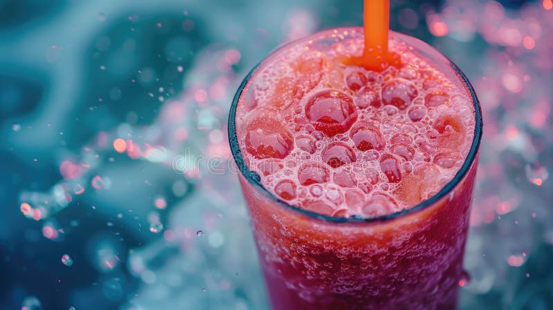 Boire avec paille. Une vue rapprochée d'un verre avec une AI de paille générée