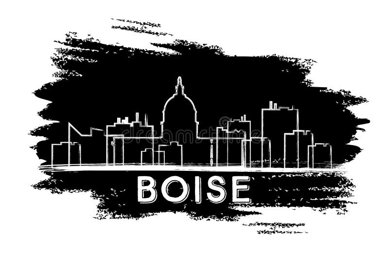 Boise Skyline Silhouette. Hand Drawn Sketch. vector illustration Boise Skyline Silhouette. Hand Drawn Sketch. vector illustration