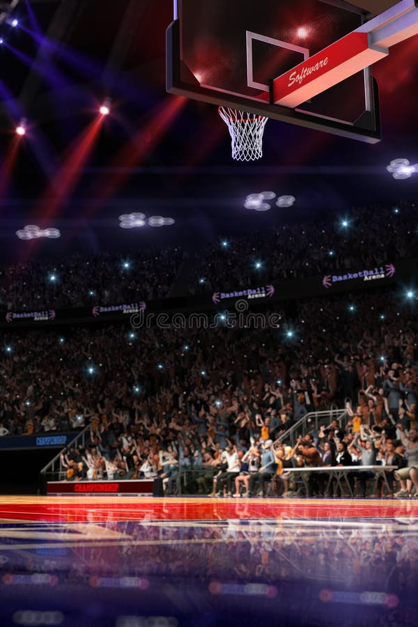 Boisko do koszykówki z ludźmi fan stadion sportowy arena deszczu Photoreal 3d odpłaca się tło blured w zawodników bez szans dista royalty ilustracja Boisko do koszykówki z ludźmi fan stadion sportowy arena deszczu Photoreal 3d odpłaca się tło blured w zawodników bez szans dista royalty ilustracja