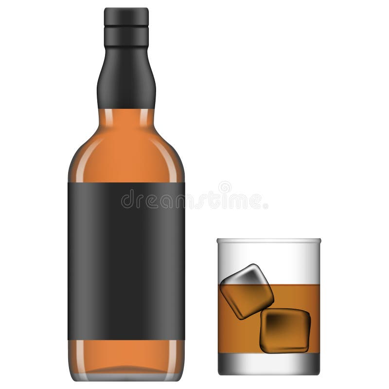 Layered vector illustration of isolated glass and bottle of liquor. Layered vector illustration of isolated glass and bottle of liquor.