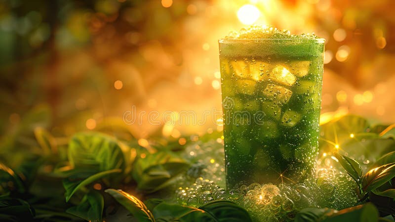 Boisson verte rafraîchissante dans la nature illustration de vecteur