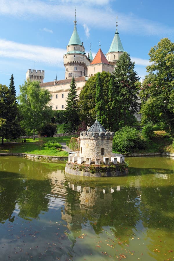 Bojnice castle with reflection