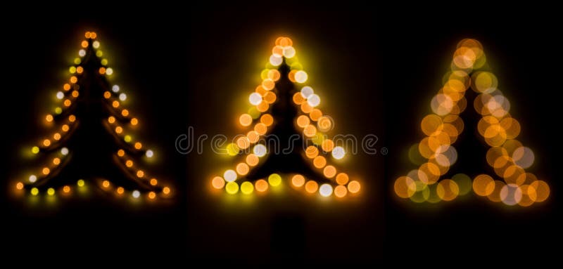 3 bokeh christmas trees stock photography