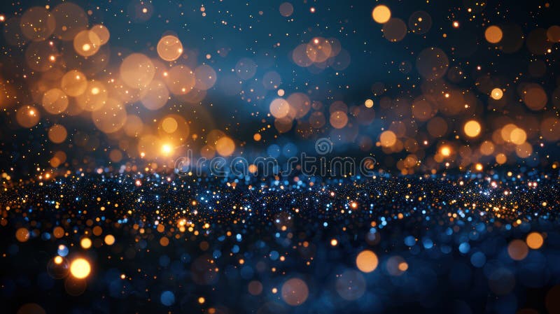 Bokeh de navidad dorada sobre azul oscuro con textura de lámina ilustración del vector