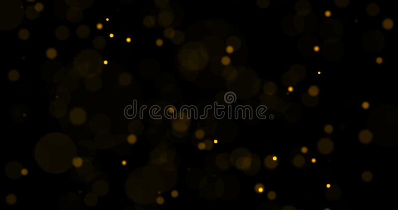 Bokeh leggero dorato loopable su nero, buon anno, celebrazione delle particelle di lustro di Natale di natale