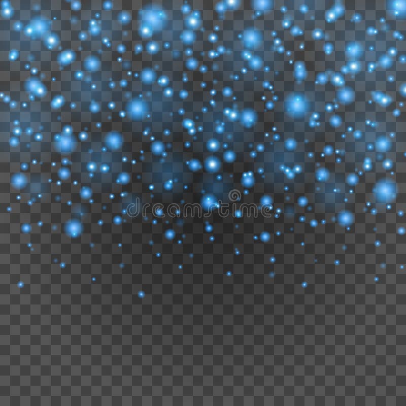 Bokeh light blue sparkles on transparency background vector illustration. vector illustration