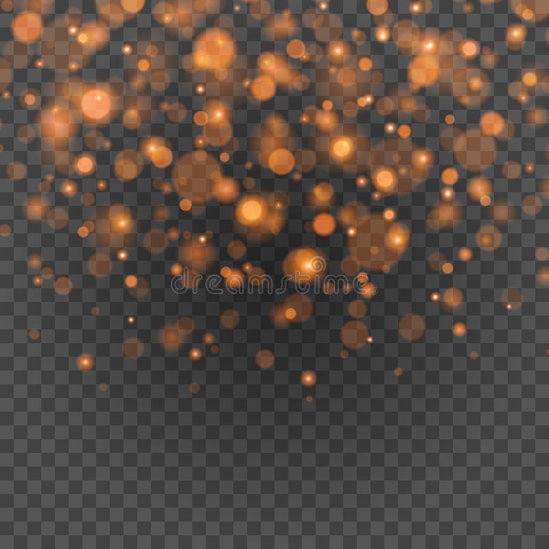 Bokeh light orange sparkles on transparency background vector illustration. vector illustration