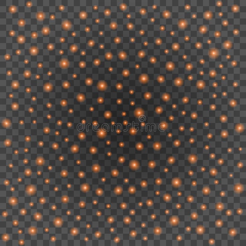 Bokeh light orange sparkles on transparency background vector illustration. royalty free illustration