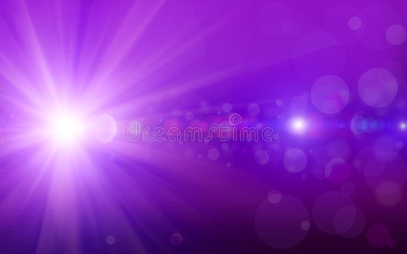 Bokeh tło z purpury błyskotliwością błyska promieni świateł bokeh na purpurowym tle ilustracja wektor
