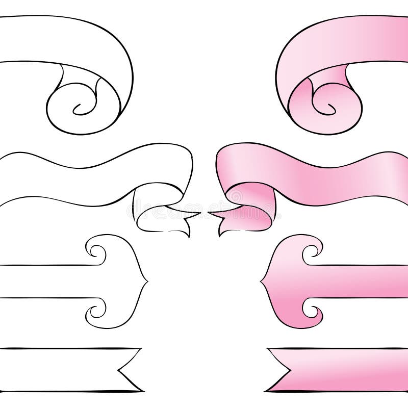 Bokmärkeuppsättning Rosa band på en vit bakgrund royaltyfri illustrationer Bokmärkeuppsättning Rosa band på en vit bakgrund royaltyfri illustrationer