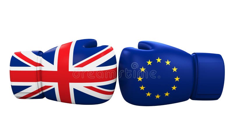 Bokshandschoenen met het UK en Euro Vlag vector illustratie Bokshandschoenen met het UK en Euro Vlag vector illustratie