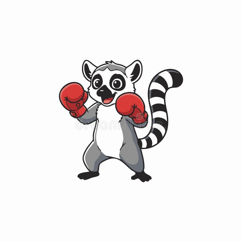 Boksmascotte personage, ringstaartlemur vector illustratie