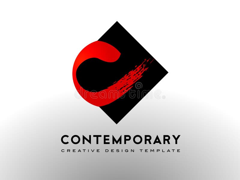 Bokstav C Logo Brush Art Gallery Concept royaltyfri illustrationer