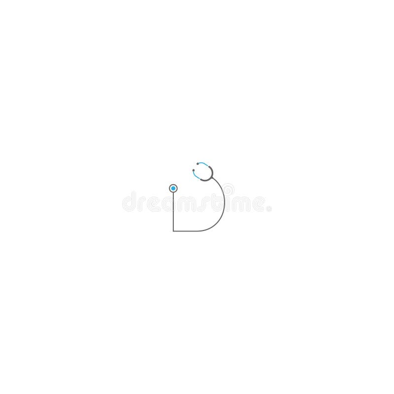 Bokstav d medicinsk logotyp stock illustrationer