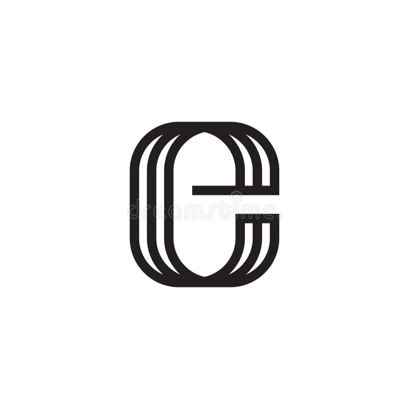 Bokstav e tre linjära, enkla logotypvektorer stock illustrationer