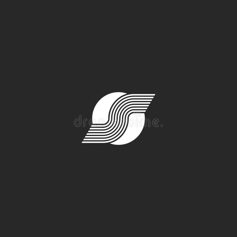 Bokstav för logo S på för stilidentitet för vit cirkel det minsta emblemet för rund form, idérikt techsymbol