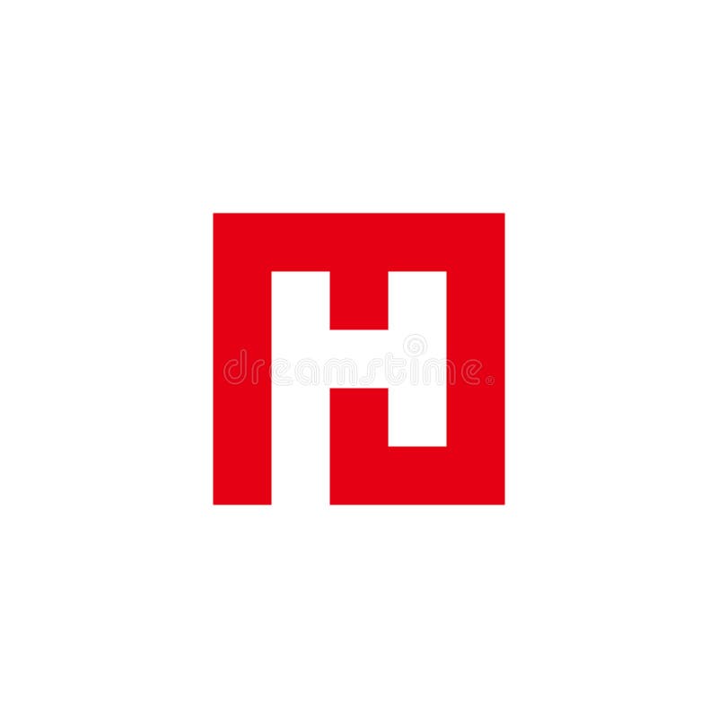 Bokstav h symbol geometrisk kvadratisk radnegativ logotypvektor
