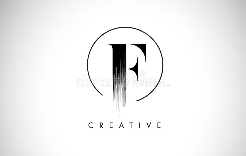 Bokstav Logo Design för f-borsteslaglängd Svart målarfärg Logo Leters Icon royaltyfri illustrationer