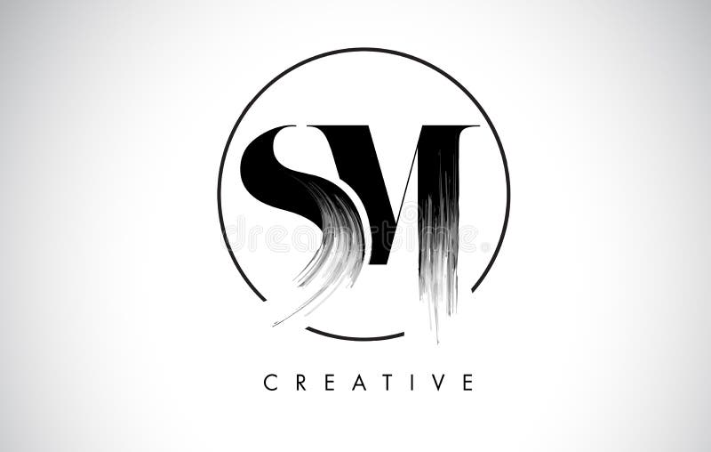 Bokstav Logo Design för SM-borsteslaglängd Svart målarfärg Logo Leters Icon