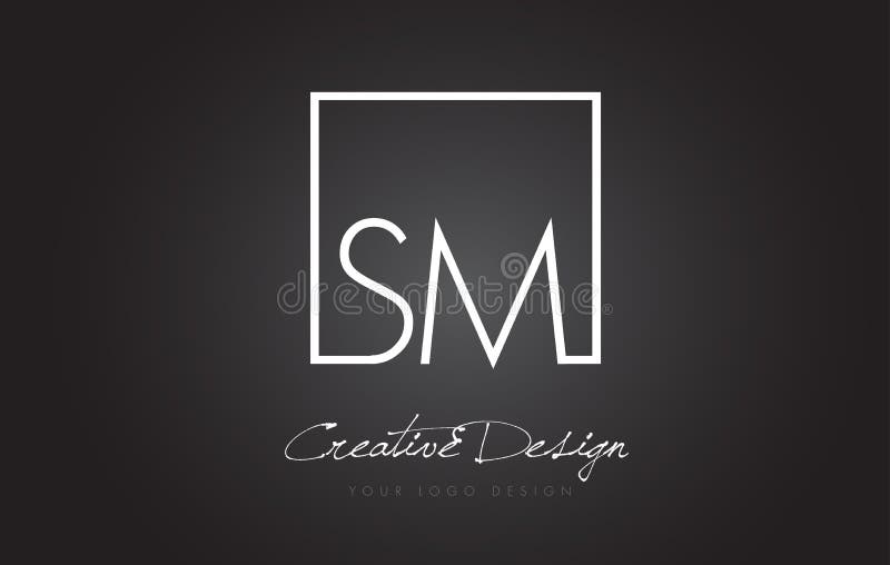 Bokstav Logo Design för SM-fyrkantram med svartvita färger
