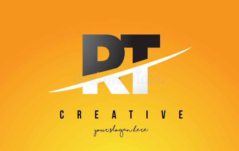 Bokstav moderna Logo Design för RT R T med gul bakgrund och Swoo