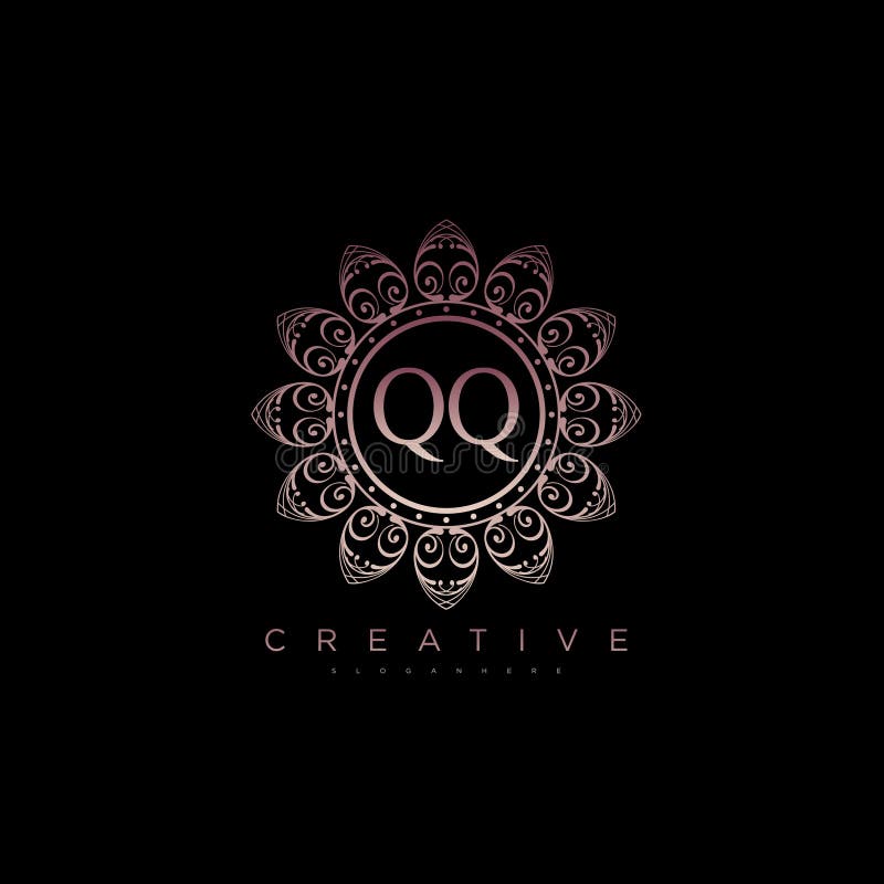 Bokstav qq elegant inledande lotus-vektor stock illustrationer