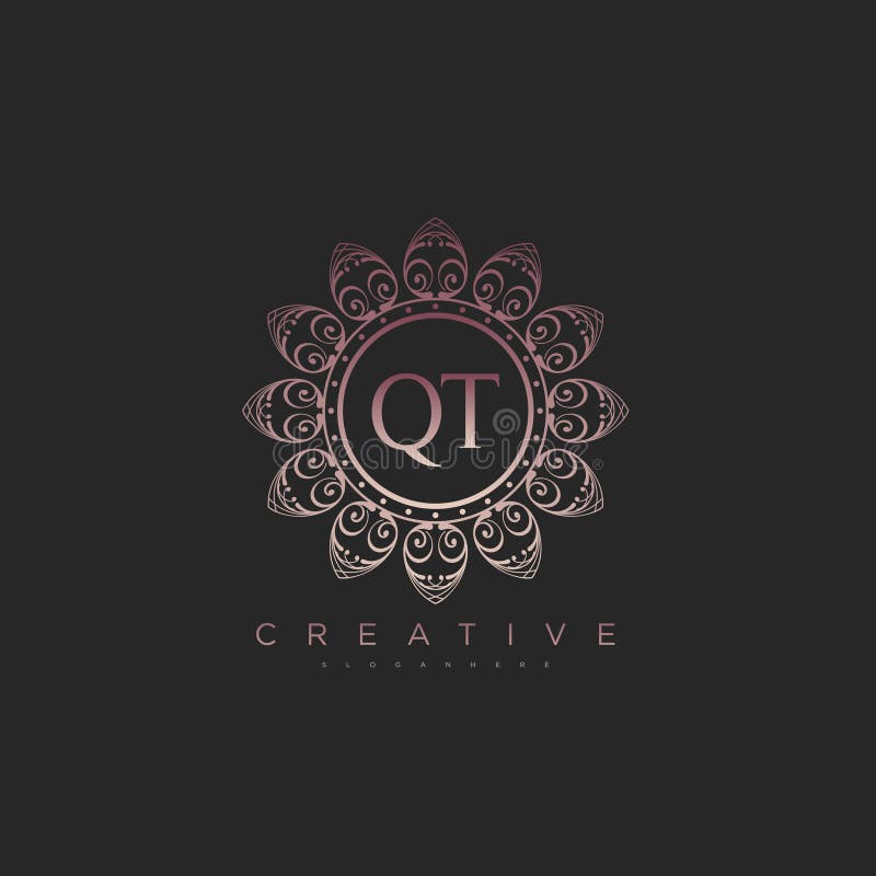 Bokstav qt elegant inledande lotus-vektor vektor illustrationer