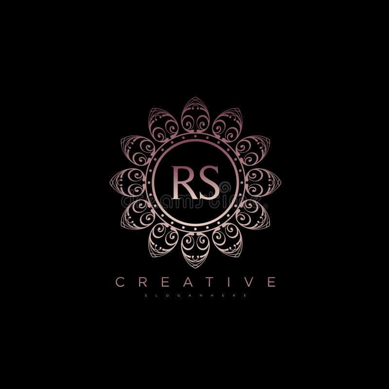 Bokstav rs elegant initial lotus vektor vektor illustrationer