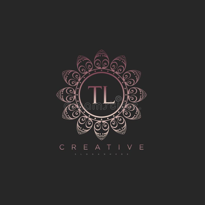 Bokstav tl elegant initial lotus vektor stock illustrationer