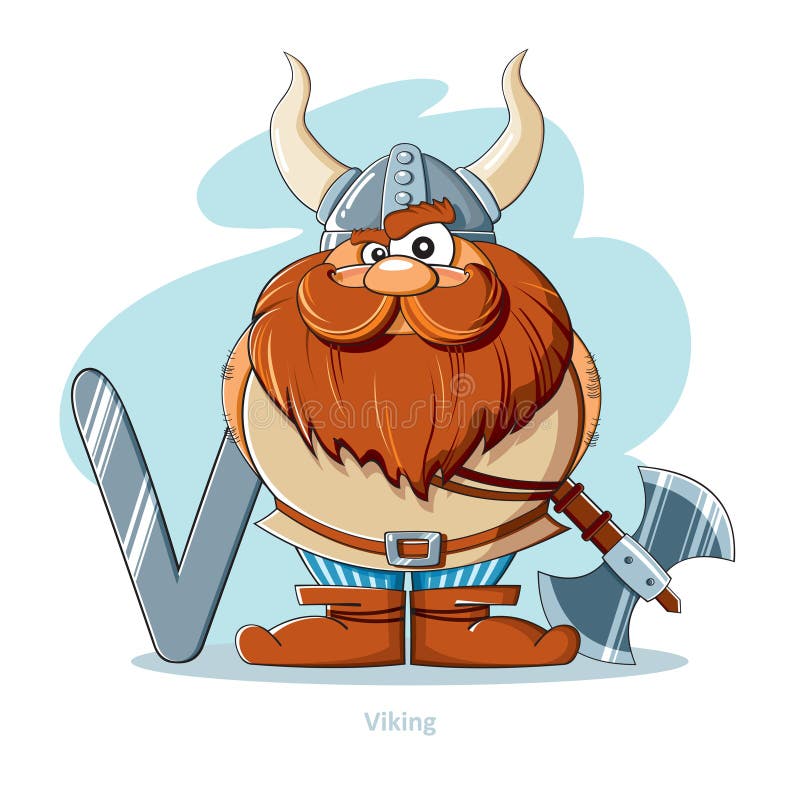 Bokstav V med roliga Viking
