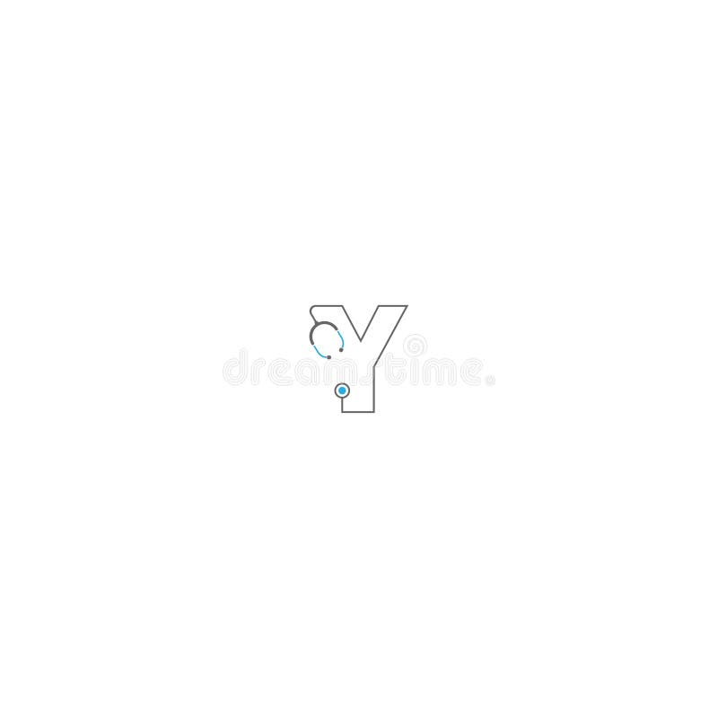 Bokstav y stethoscope medicinsk logotyp vektor illustrationer
