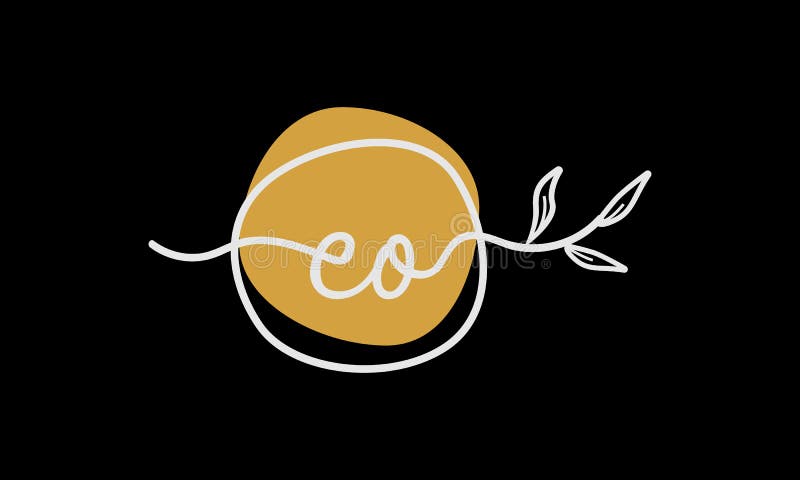Bokstaven eo eller en botanisk logotyp av boho-typ i plan minimal utformning. Bokstaven eo eller en botanisk logotyp av boho-typ i en platt minimal symbolmall för design