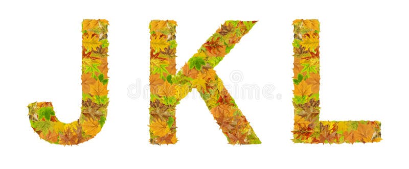Bokstaven J K Och L Av Alfabetet Som Goras Av Hostsidor Stock Illustrationer Illustration Av Makro Vitt