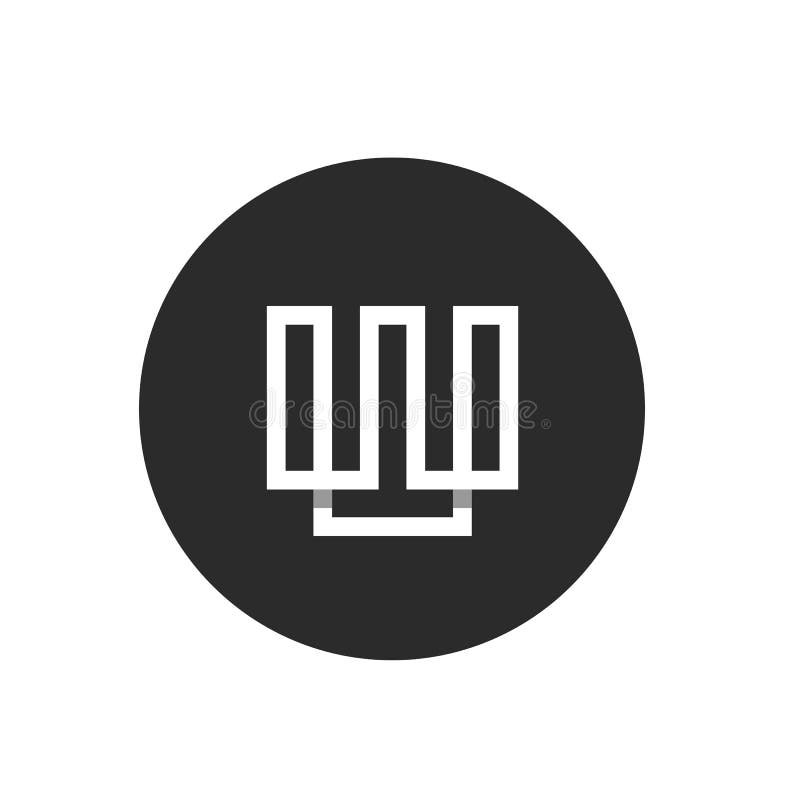 BokstavsW-Minimalist Logo Template, teknologivektordesign, vit färg på svart cirkelbakgrund vektor illustrationer BokstavsW-Minimalist Logo Template, teknologivektordesign, vit färg på svart cirkelbakgrund vektor illustrationer