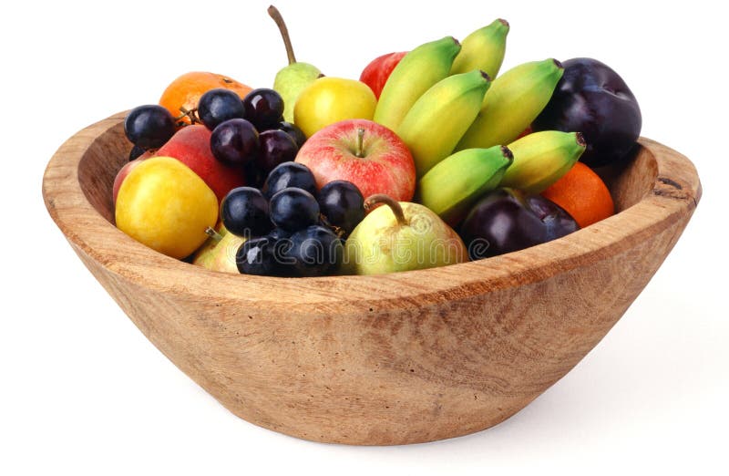 Bol de fruit en bois photos libres de droits Bol de fruit en bois photos libres de droits