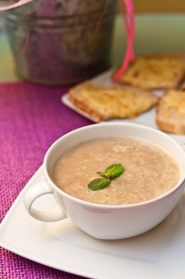 Bol de soupe à champignons photo libre de droits Bol de soupe à champignons photo libre de droits