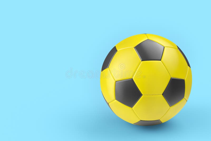 Bola Amarela Ou Futebol Isolada Em Fundo Azul Ilustração Stock - Ilustração  de equipamento, borda: 230484406