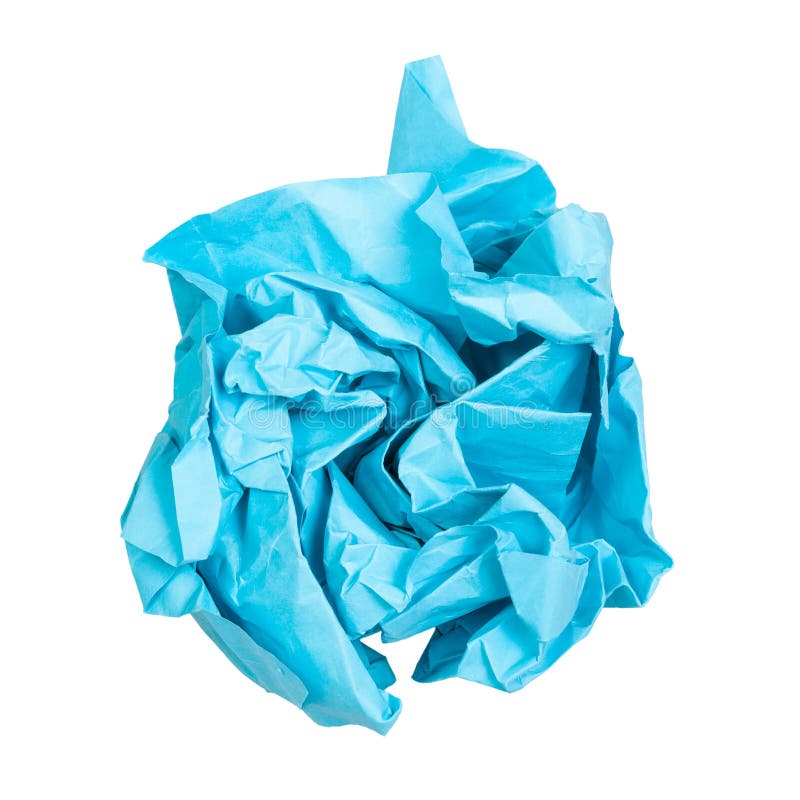 bola amarrotada do papel azul isolado no branco imagem de stock royalty free bola amarrotada do papel azul isolado no branco imagem de stock royalty free