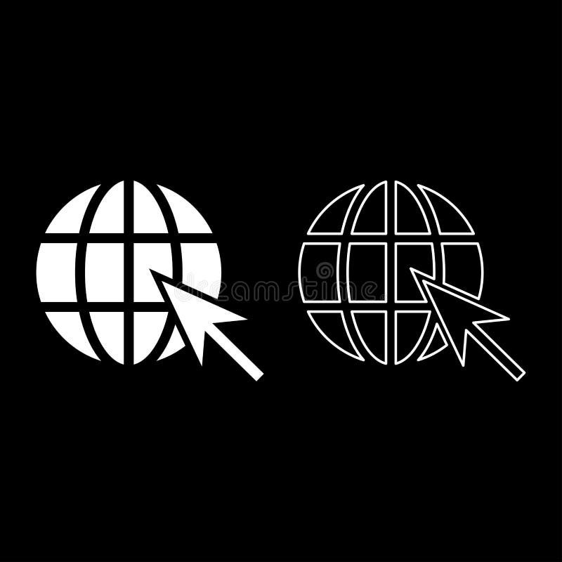 A bola da terra e a esfera do conceito do Internet da Web da seta e o esboço globais do ícone do símbolo do Web site da seta ajus ilustração stock A bola da terra e a esfera do conceito do Internet da Web da seta e o esboço globais do ícone do símbolo do Web site da seta ajus ilustração stock