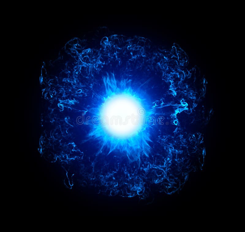 Bola de energia azul brilhando em preto