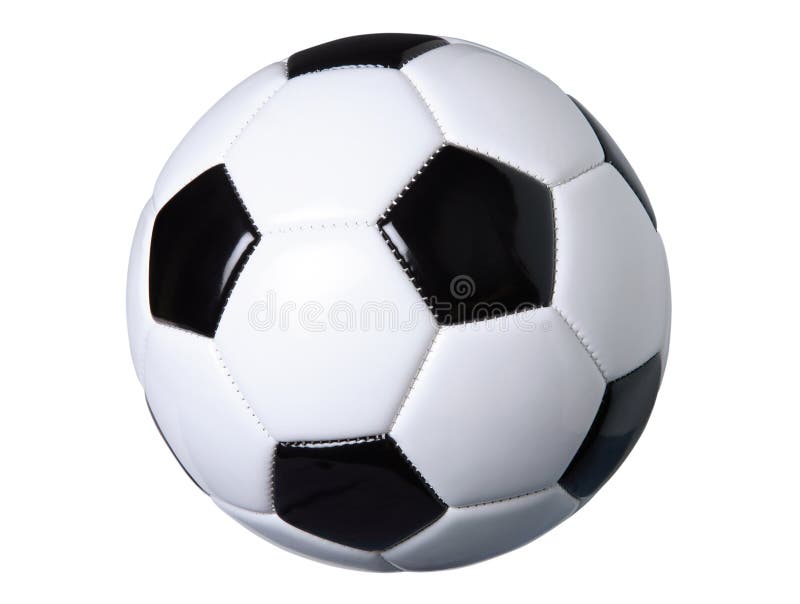 Bola de futebol isolada no branco com trajeto de grampeamento