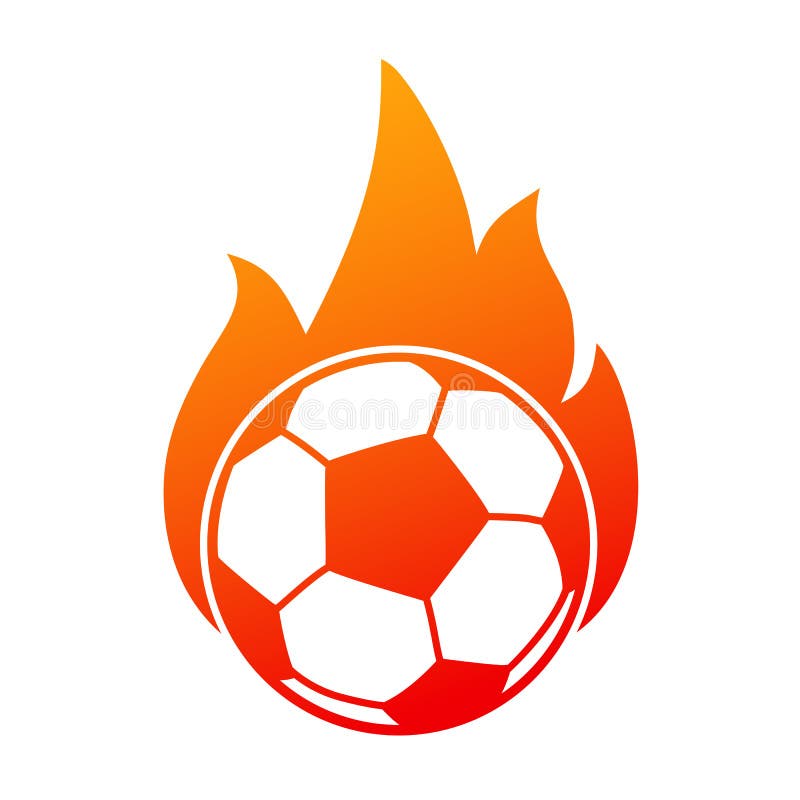 Bola de futebol em chamas de fogo ícone de desenho animado de bola de fogo  de futebol logotipo de bola rápida em movimento isolado