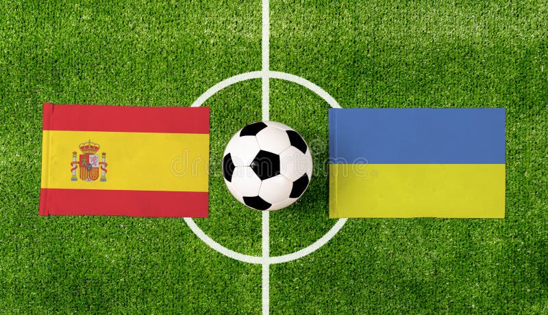 Bola De Futebol De Primeira Vista Com Espanha Vs. Partida Da