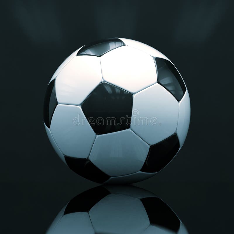 bola de futebol realista ou padrão básico de bola de futebol no campo de  grama verde. Estilo 3D e conceito de renderização para o jogo. use para  plano de fundo ou papel