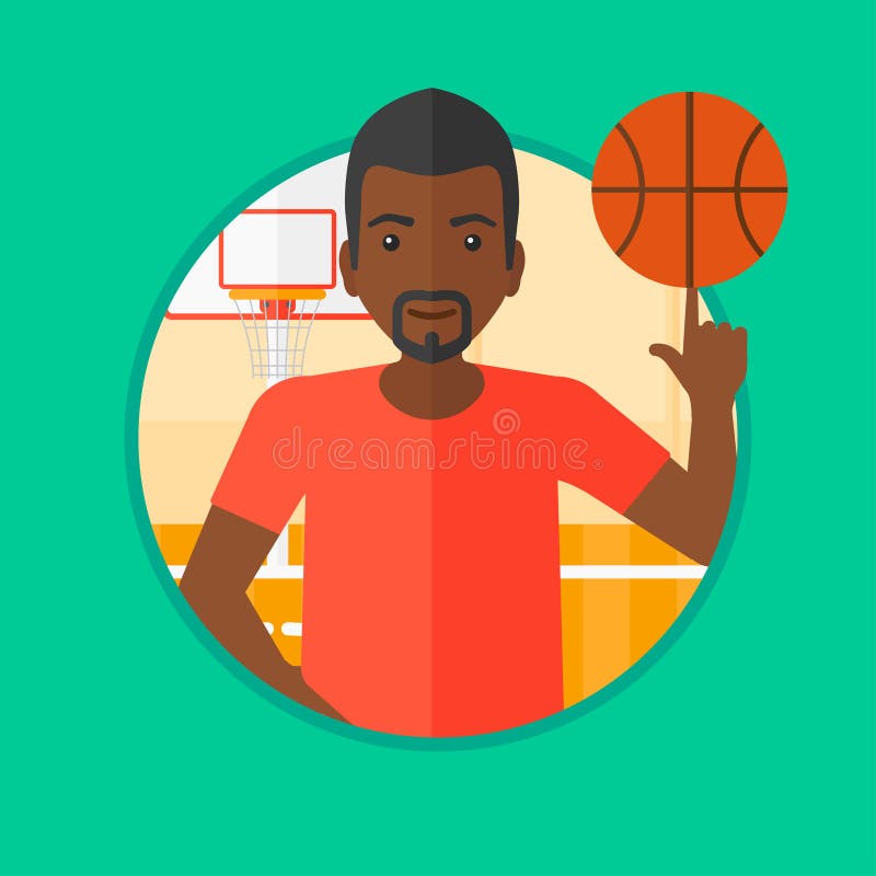 Bola de giro do jogador de basquetebol ilustração stock Bola de giro do jogador de basquetebol ilustração stock