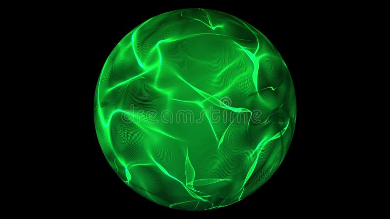 Bola de incandescência verde da energia sobre o fundo transparente