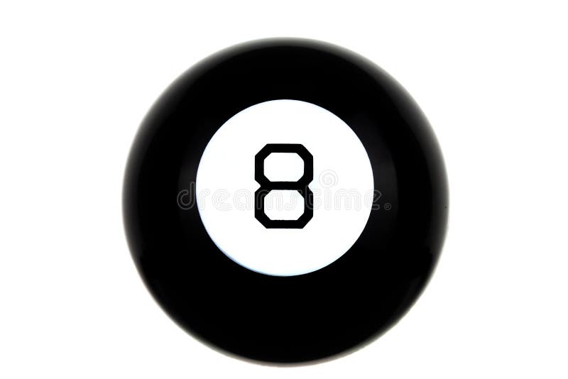 Bola de la magia 8 de predicciones aislada imagenes de archivo Bola de la magia 8 de predicciones aislada imagenes de archivo